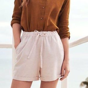 Uniqlo white linen paper bag shorts